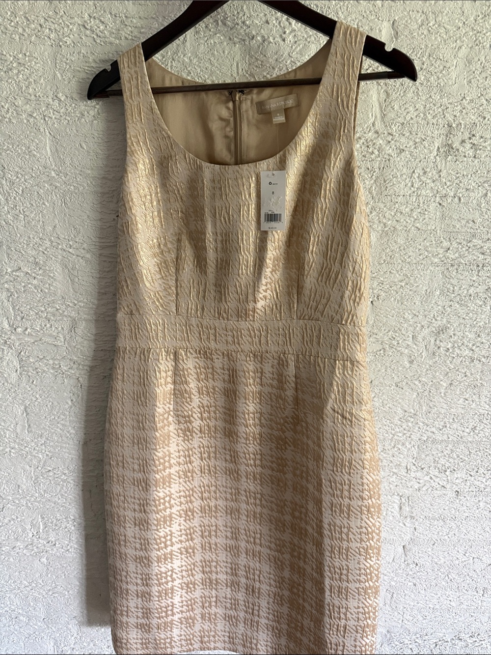 Banana Republic Cream Textured Midi Sheath Dress